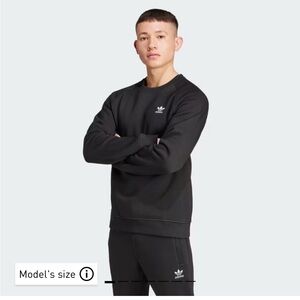 Adidas Men's Trefoil Essentials Crewneck Sweatshirt in Black L